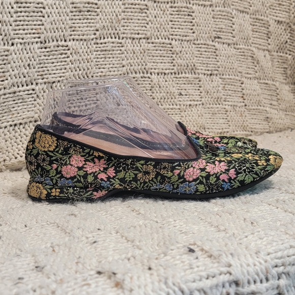 Vintage Daniel Green‎ Floral Tapestry Comfy Slippers Made in USA Women's Size 6 - Picture 1 of 11